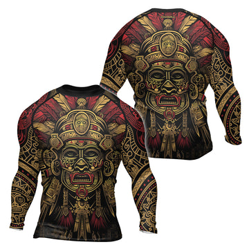 Rashninja Aztec Pyramid Ritual Men's Long Sleeve Rash Guard


