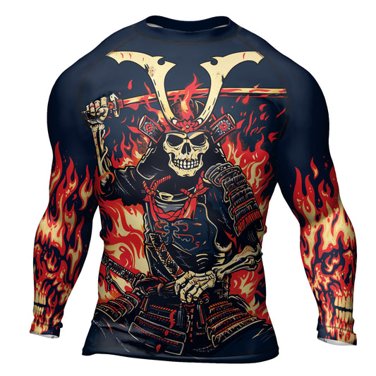 Rashninja Samurai Skull Inferno Men's Long Sleeve Rash Guard