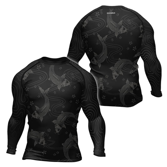 Rashninja Black Koi Waves Men's Long Sleeve Rash Guard