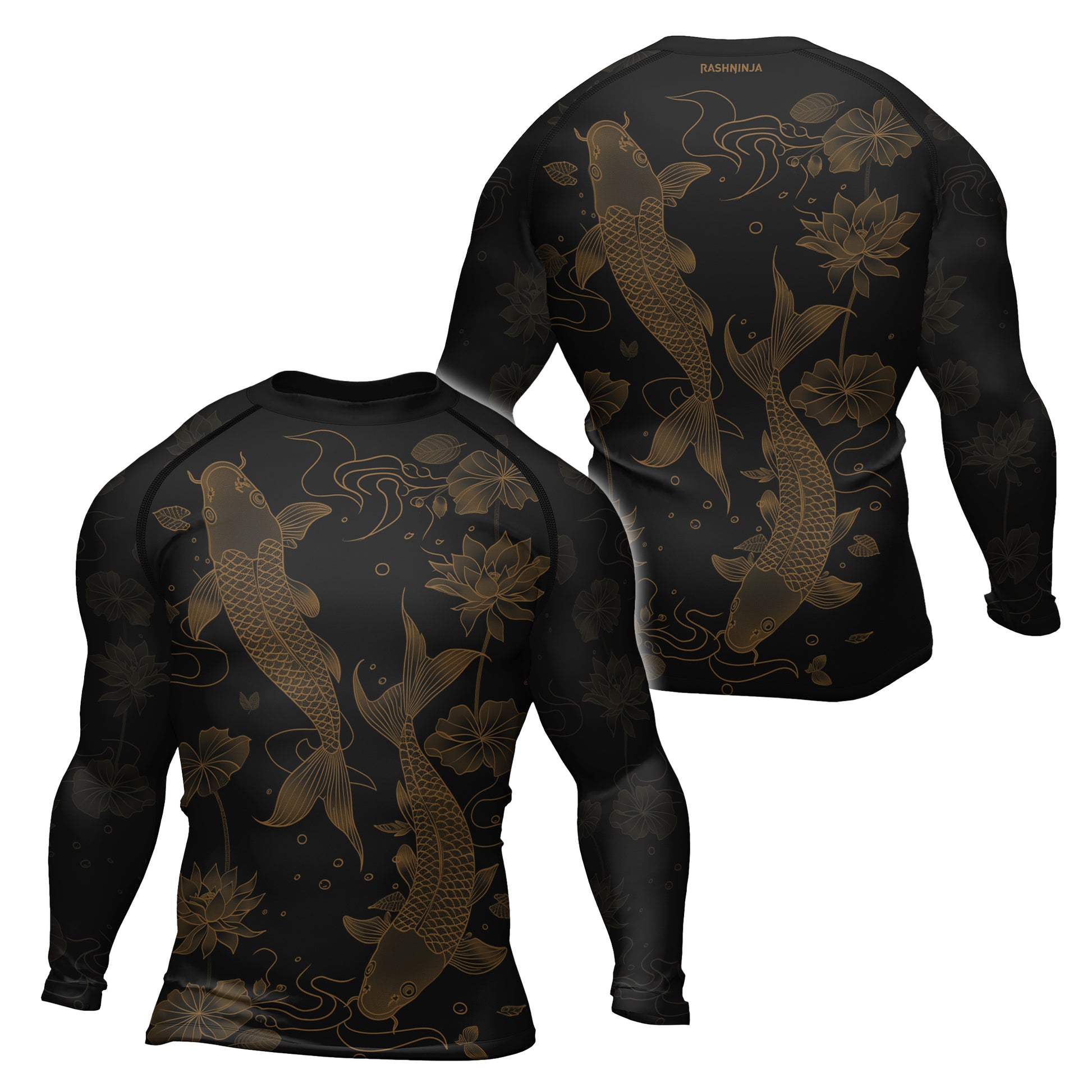 Rashninja Koi Lotus Flow Men's Long Sleeve Rash Guard | Koi Fish Shirt