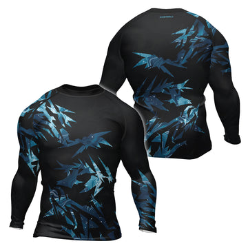 Rashninja Cyber Storm Blue Men's Long Sleeve Rash Guard