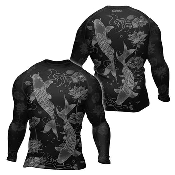 Rashninja Koi Lotus Flow Men's Long Sleeve Rash Guard | Koi Fish Shirt