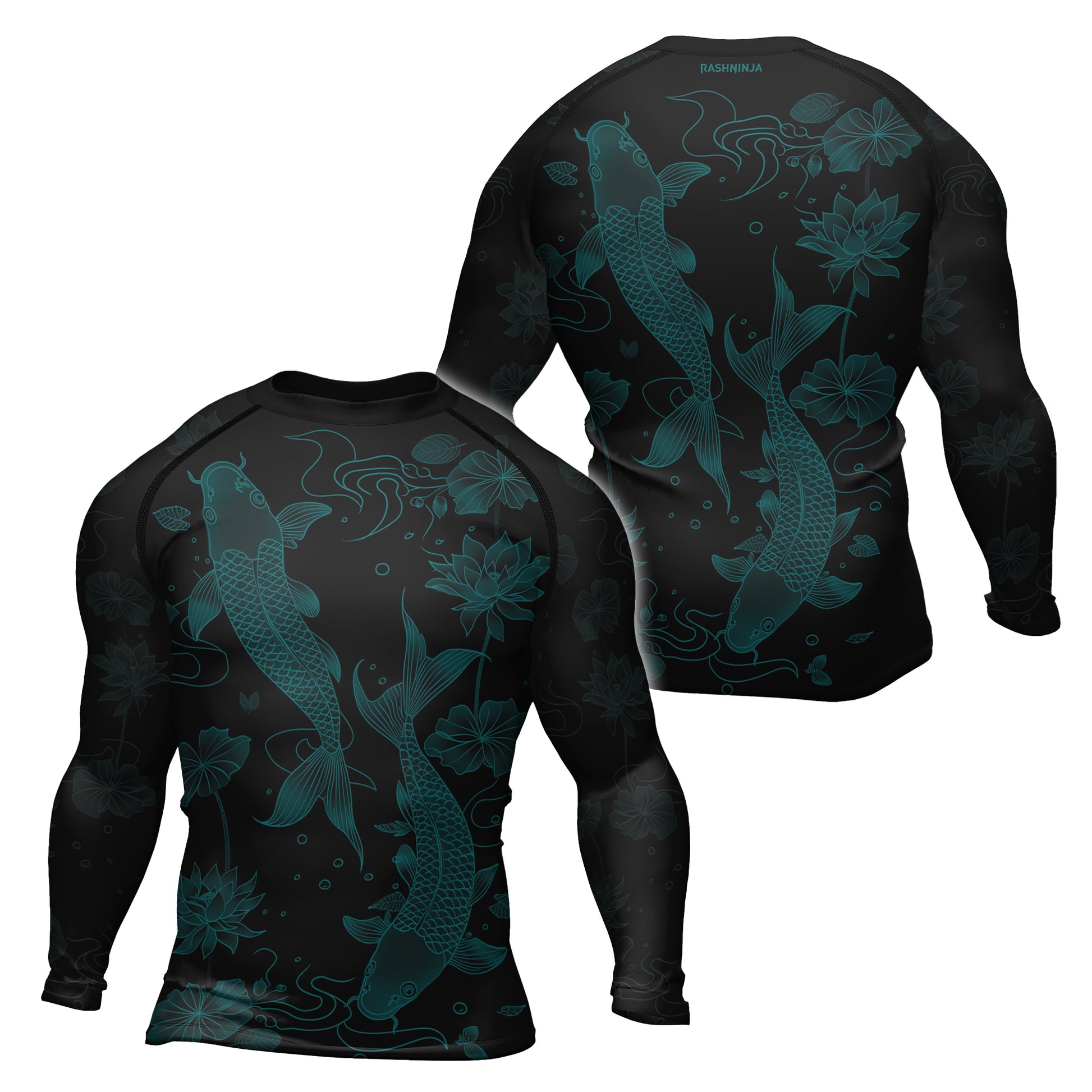 Rashninja Koi Lotus Flow Men's Long Sleeve Rash Guard | Koi Fish Shirt