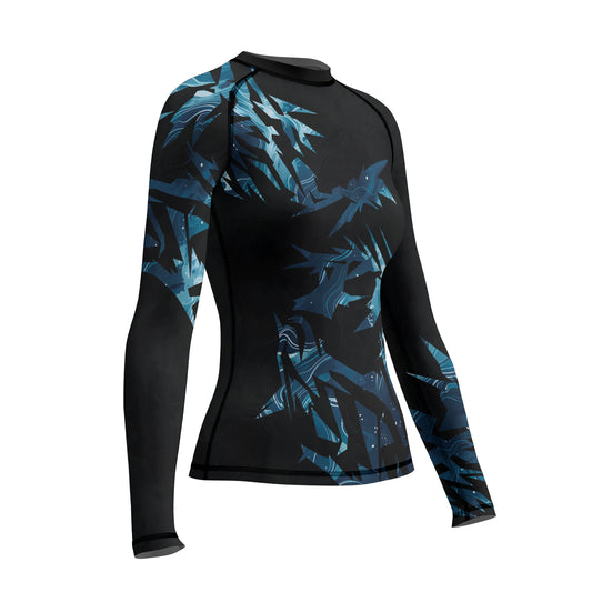 Rashninja Cyber Storm Blue Women's Long Sleeve Rash Guard