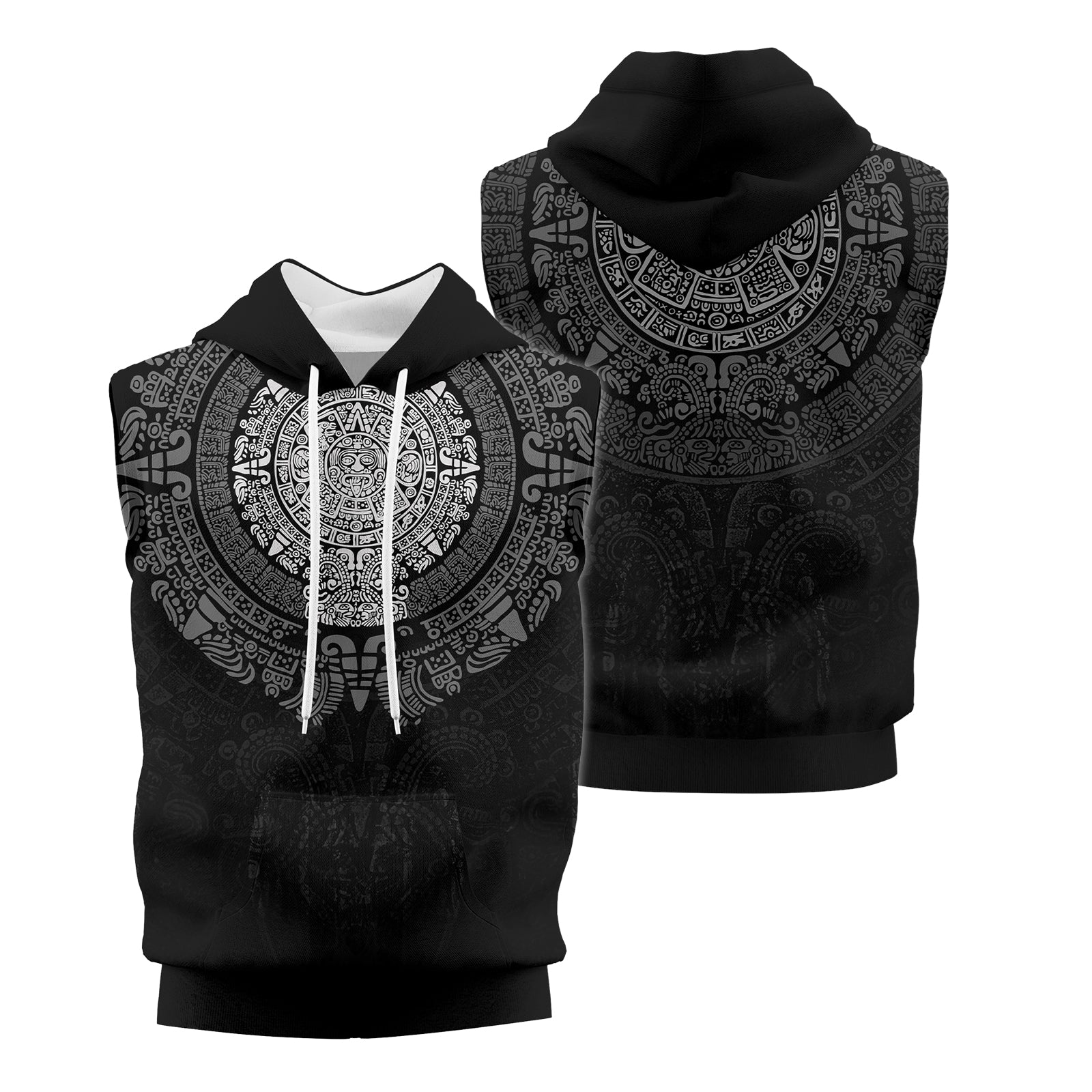 Rashninja Aztec Calendar Sleeveless Gym Hoodie | MMA Sleeveless Hoodie