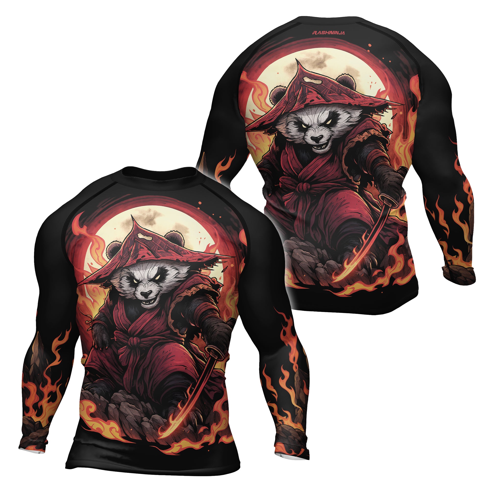 Rashninja Panda Samurai Path Men's Long Sleeve Rash Guard