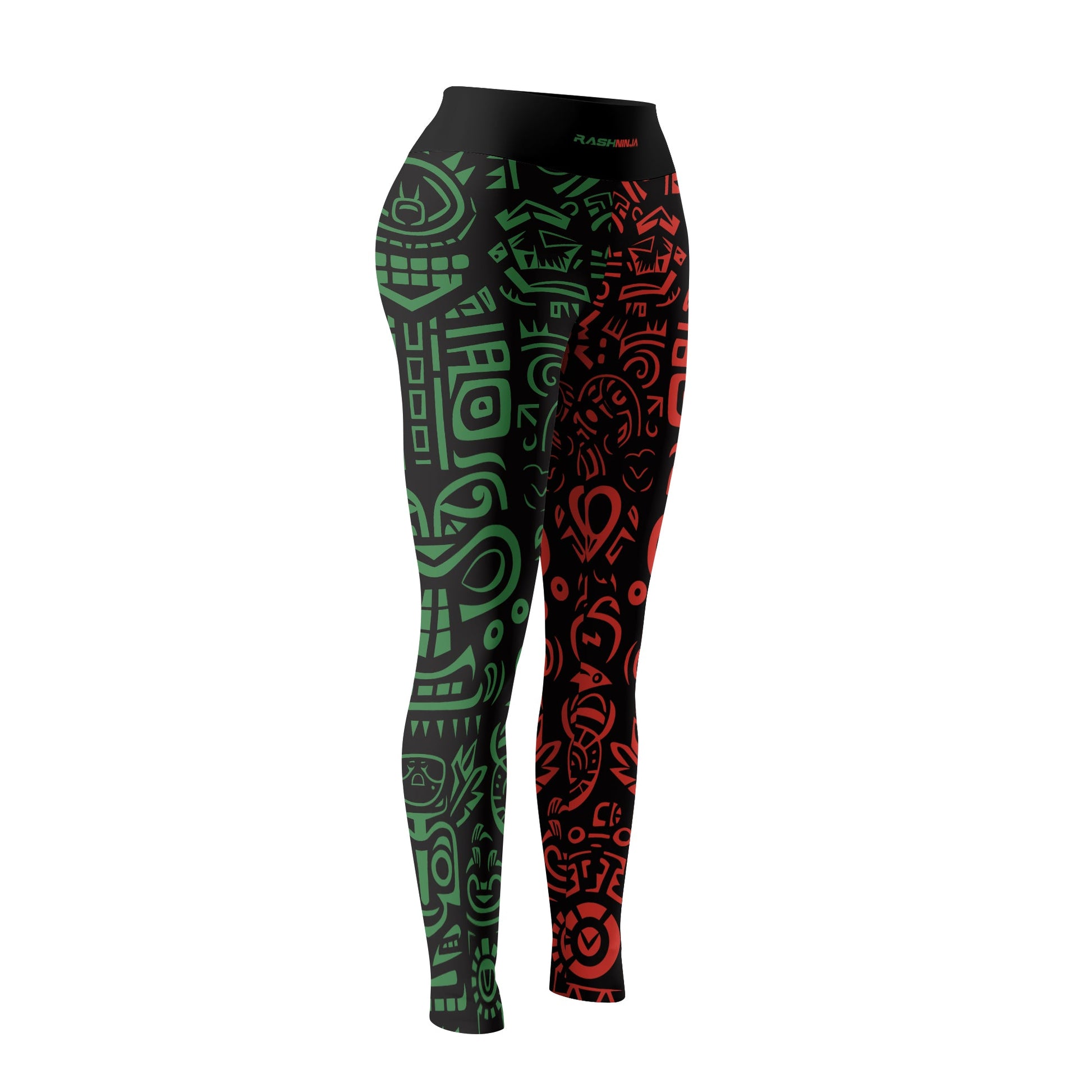 Rashninja Aztec Red & Green Sun Stone Women's Leggings