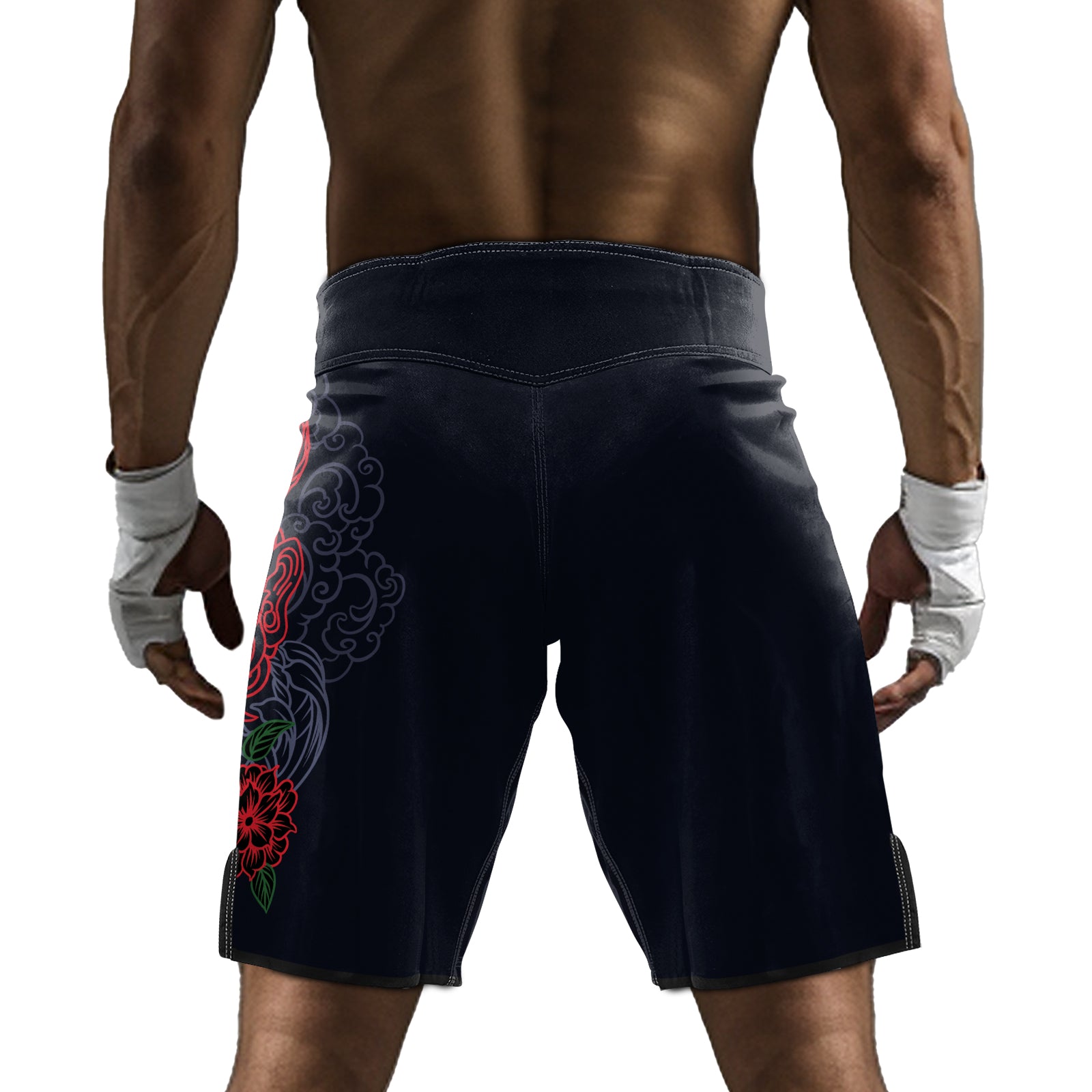 Rashninja Red Samurai Mask with Blue Koi Men's Fight Shorts