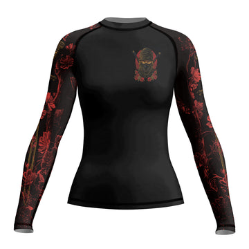 Rashninja Ninja Crimson Blossom Women's Long Sleeve Rash Guard