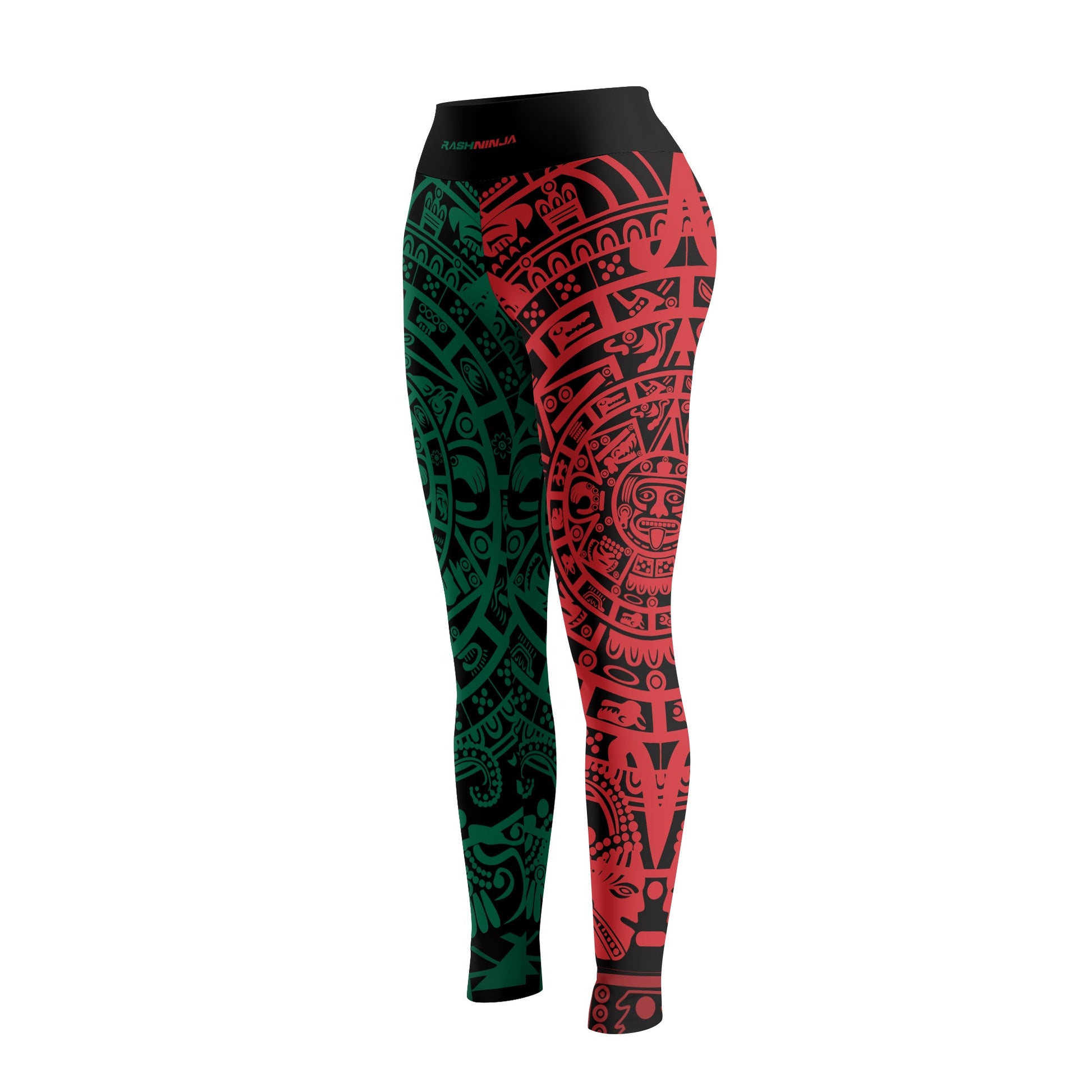 Rashninja Green And Red Aztec Calendar Women's Leggings