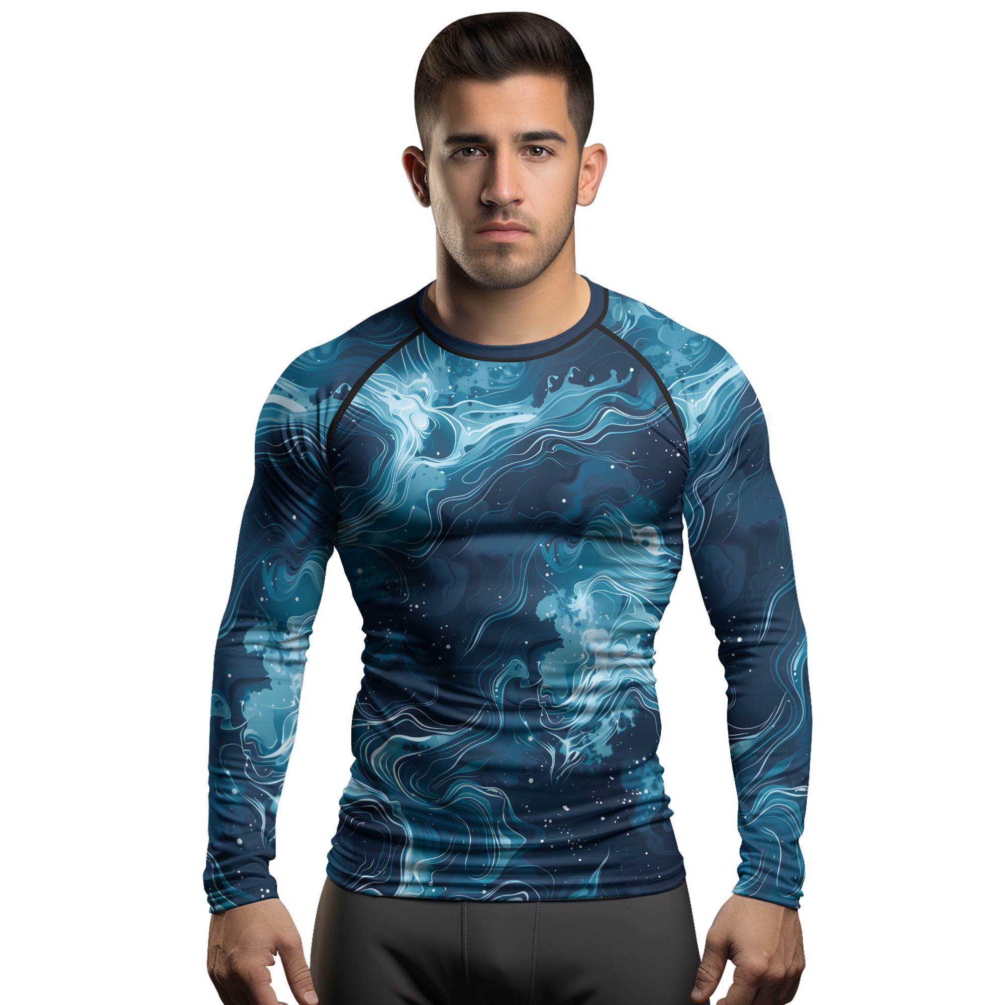 Rash★ Rashninja Cyber Storm Blue Men's Long Sleeve Rash Guard