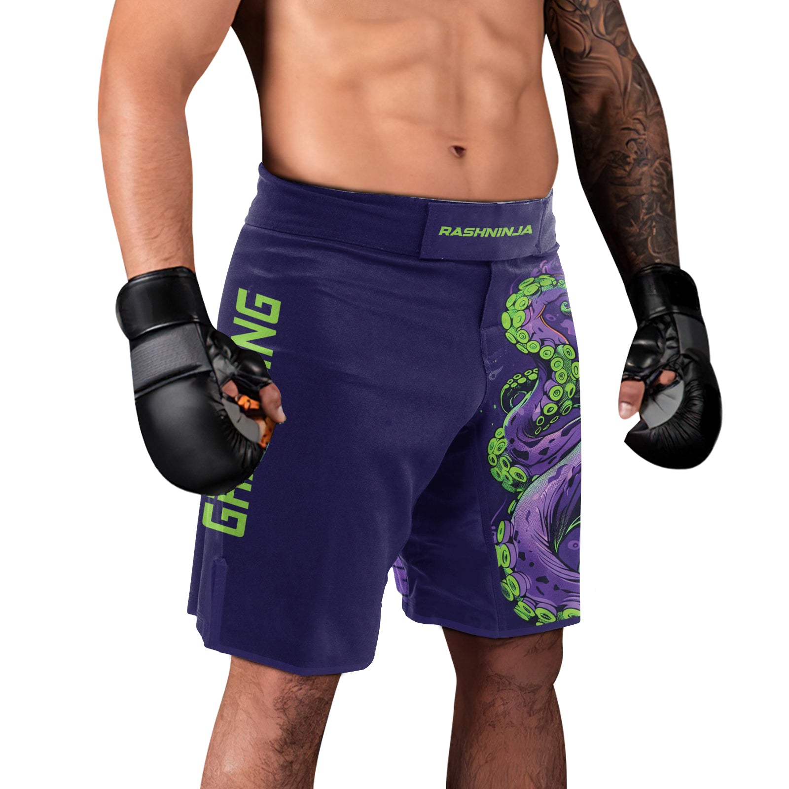 Rashninja Octopus Neon Multi Men's Fight Shorts