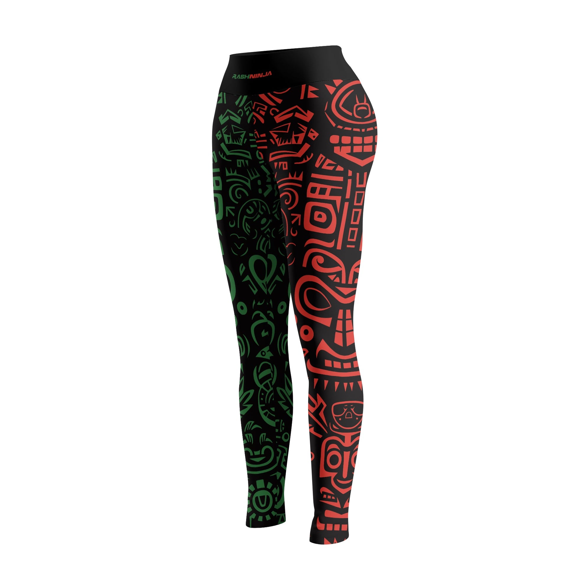 Rashninja Aztec Red & Green Sun Stone Women's Leggings