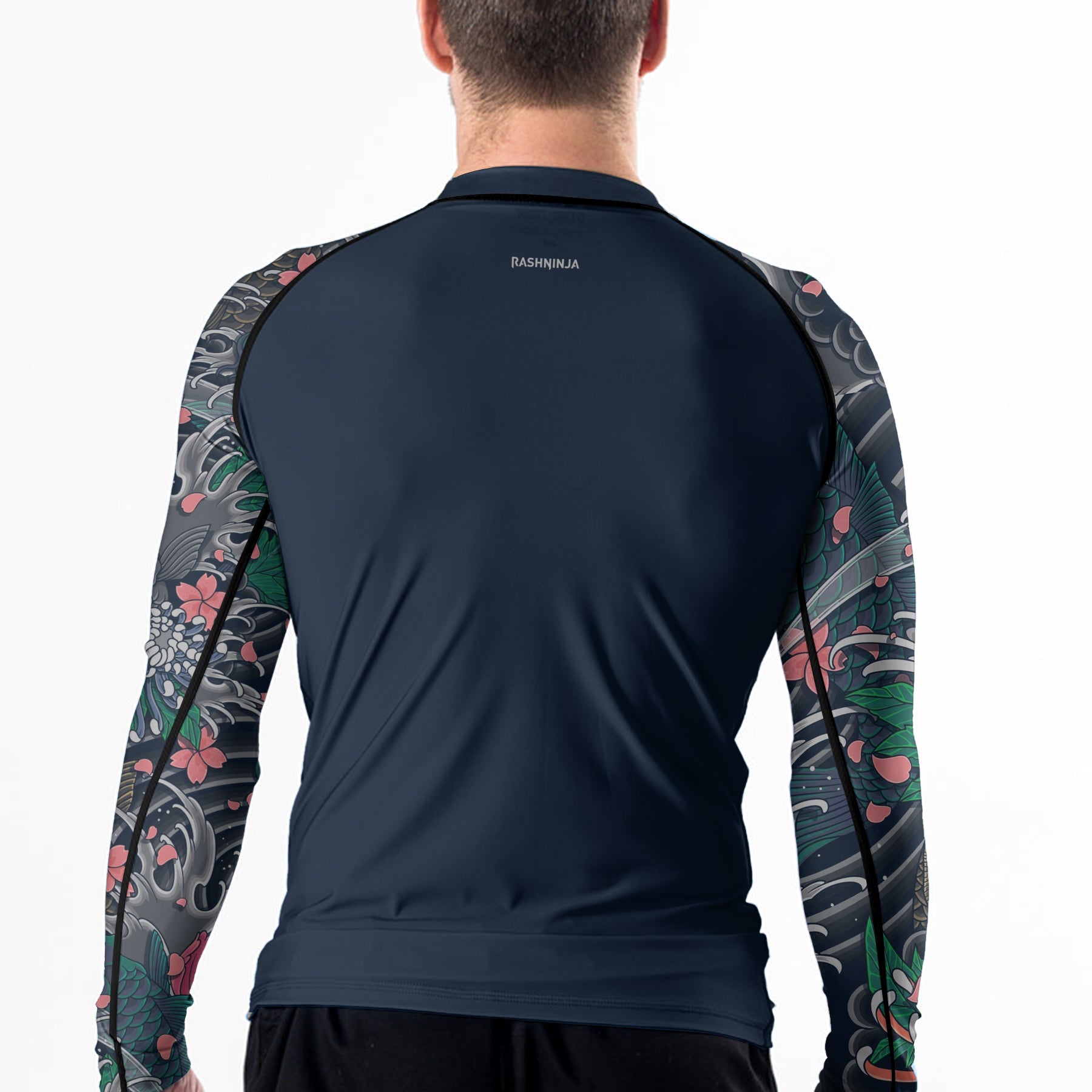 Rashninja Koi Blossom Waves Men's Long Sleeve Rash Guard