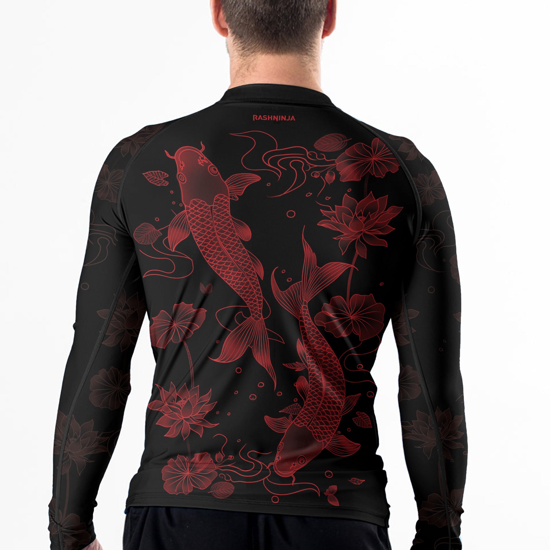 Rashninja Koi Lotus Flow Men's Long Sleeve Rash Guard | Koi Fish Shirt