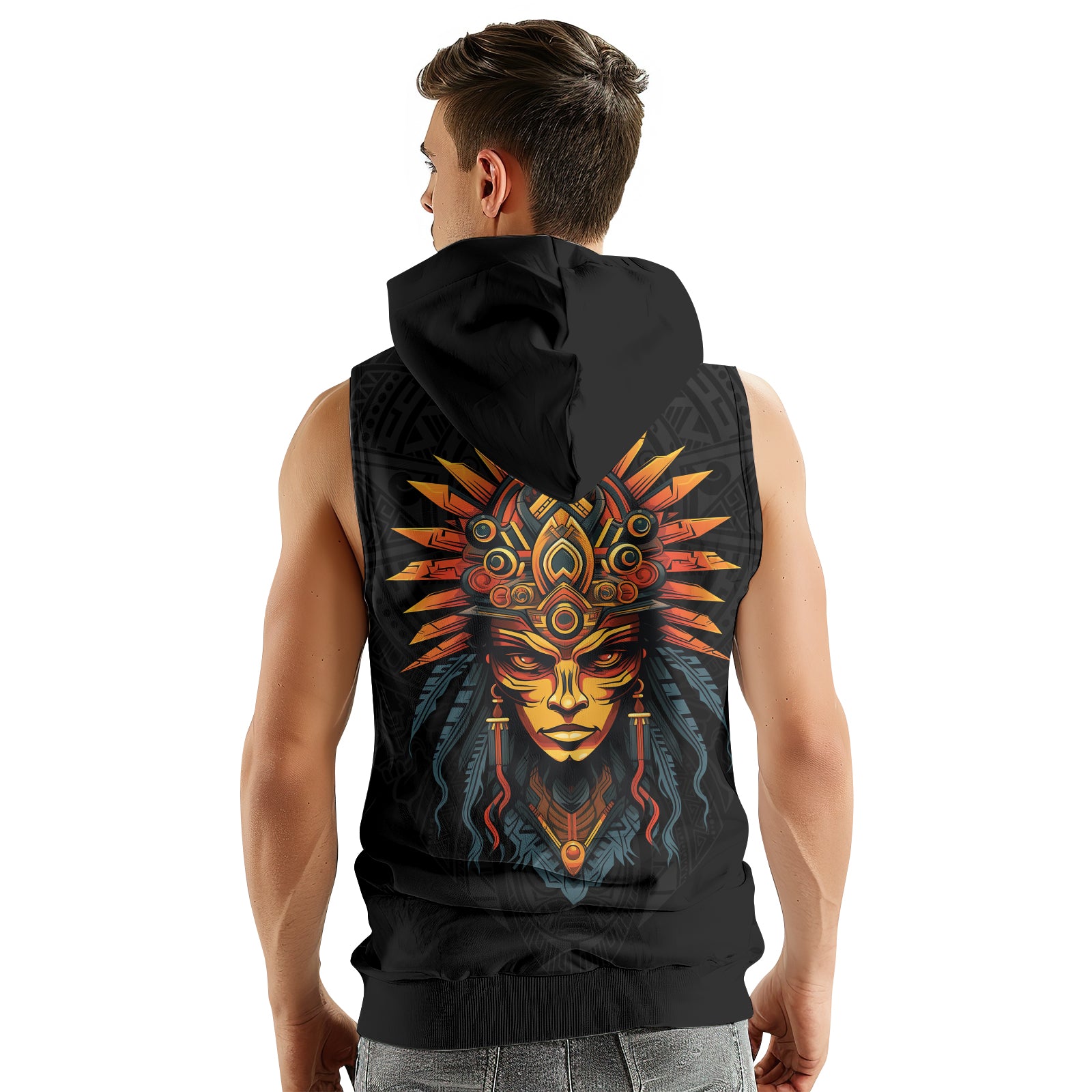 Rashninja Aztec Chieftain Sleeveless Hoodie | MMA Sleeveless Hoodie