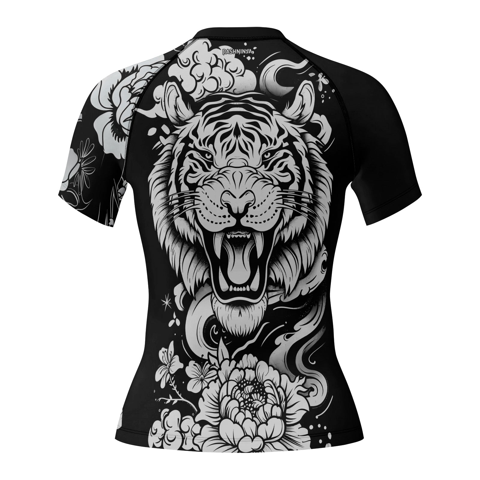 Rashninja Tiger Black White Women's Short Sleeve Rash Guard