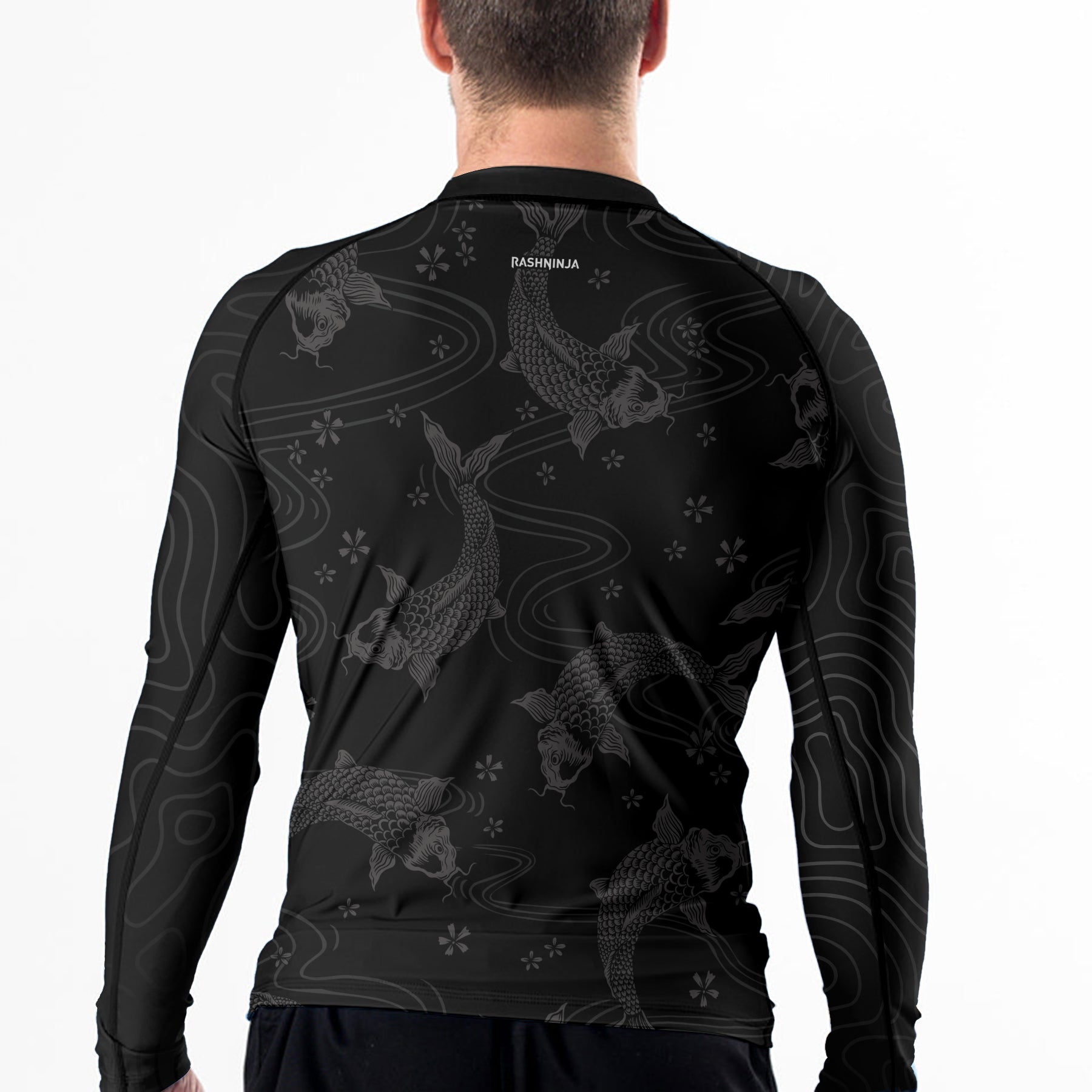 Rashninja Black Koi Waves Men's Long Sleeve Rash Guard