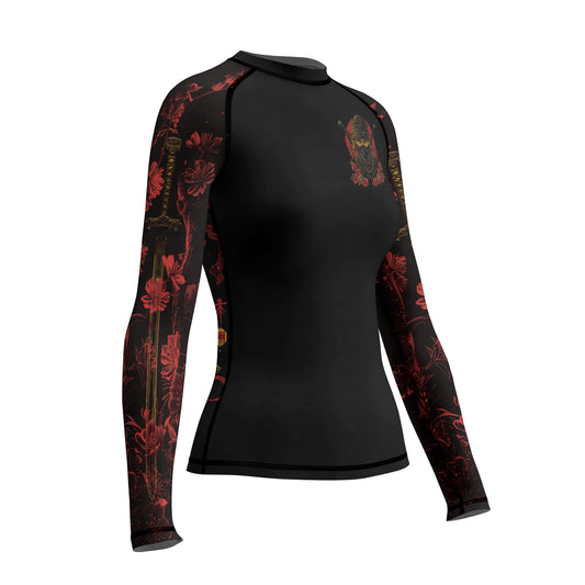 Rashninja Ninja Crimson Blossom Women's Long Sleeve Rash Guard