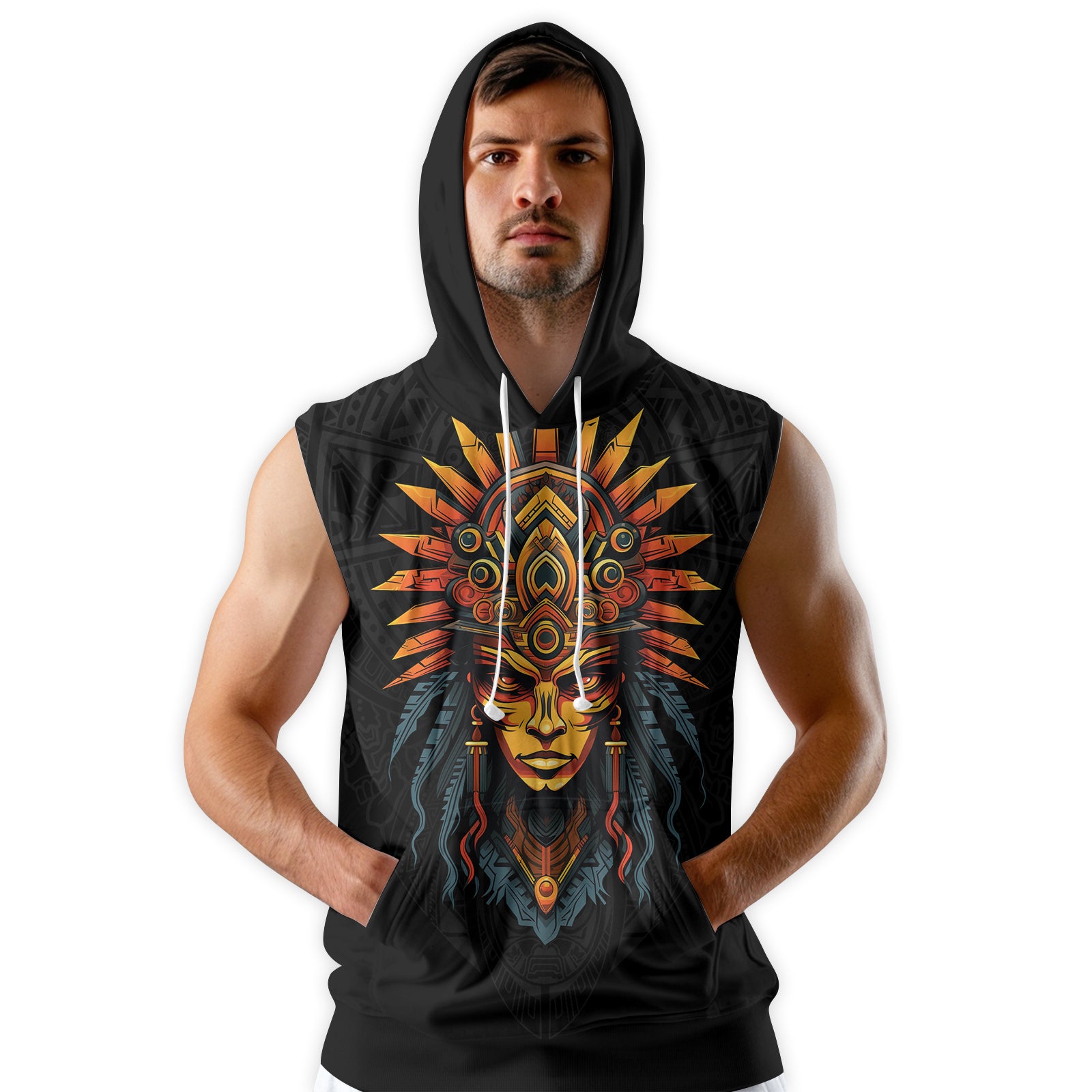 Rashninja Aztec Chieftain Sleeveless Hoodie | MMA Sleeveless Hoodie