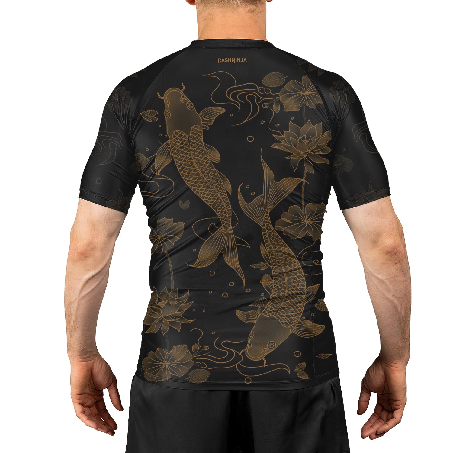 Rashninja Koi Lotus Flow Men's Short Sleeve Rash Guard |Koi Fish Shirt