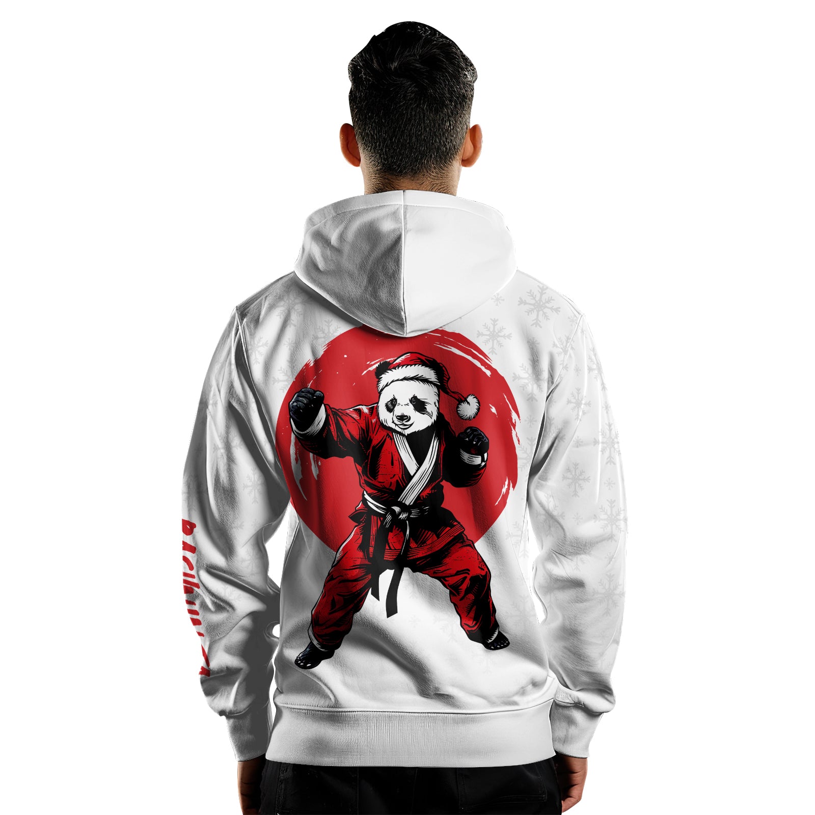 Rashninja White Santa Panda Kung Fu AOP Hoodie