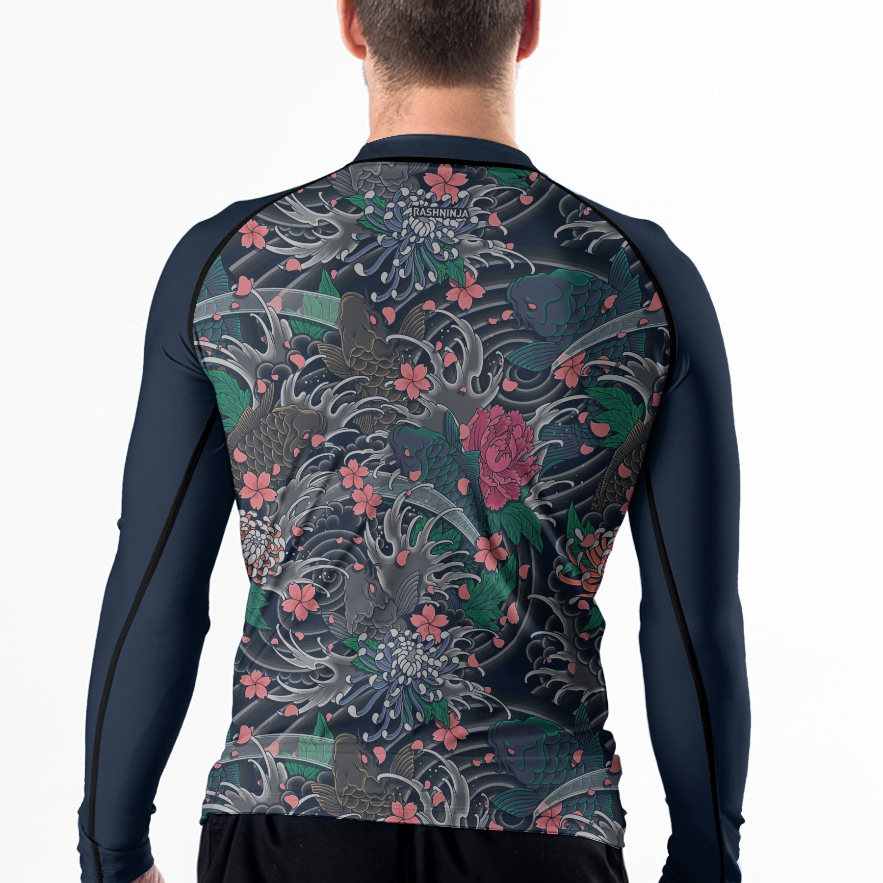 Rashninja Koi Blossom Waves Men's Long Sleeve Rash Guard