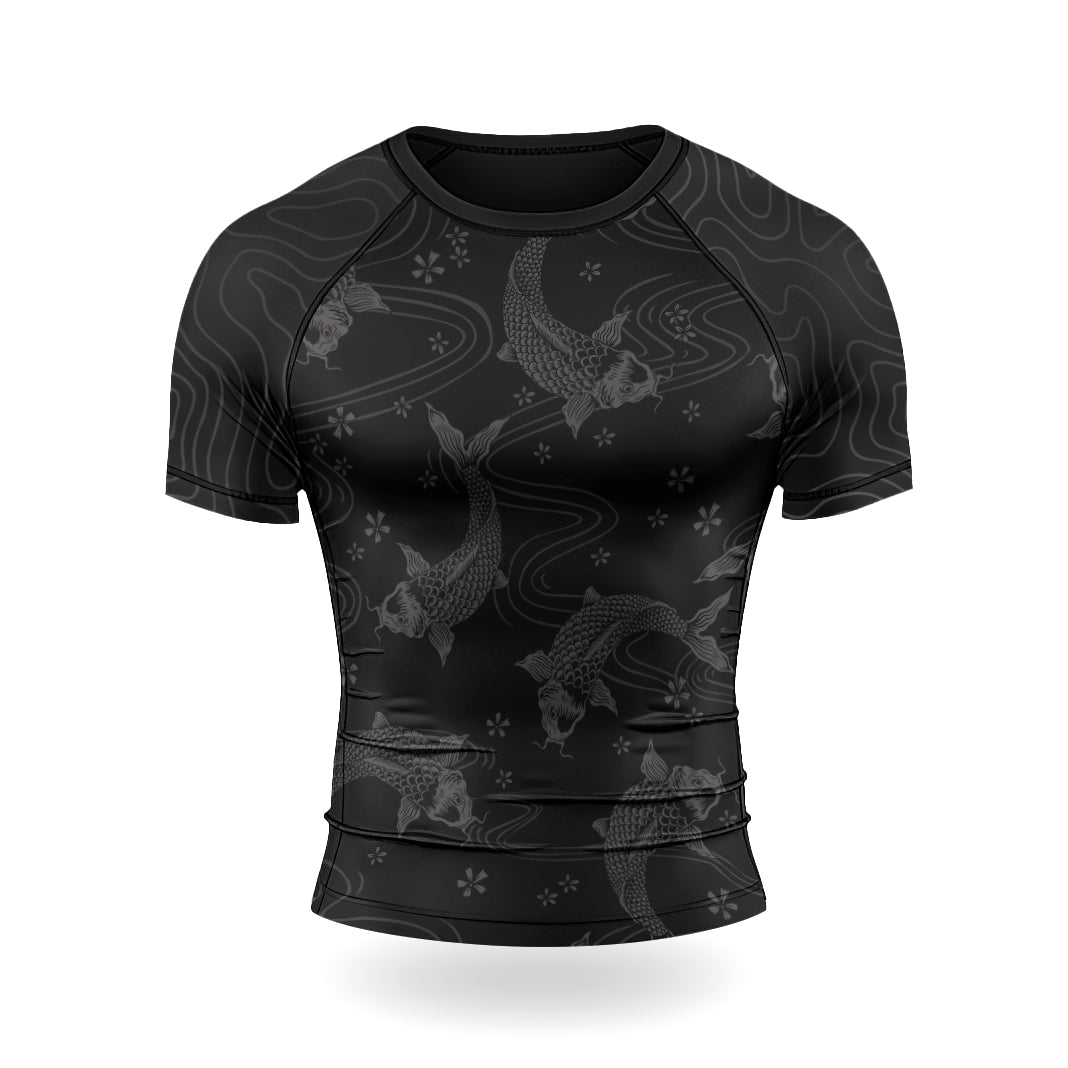 Rashninja Black Koi Waves Men's Short Sleeve Rash Guard