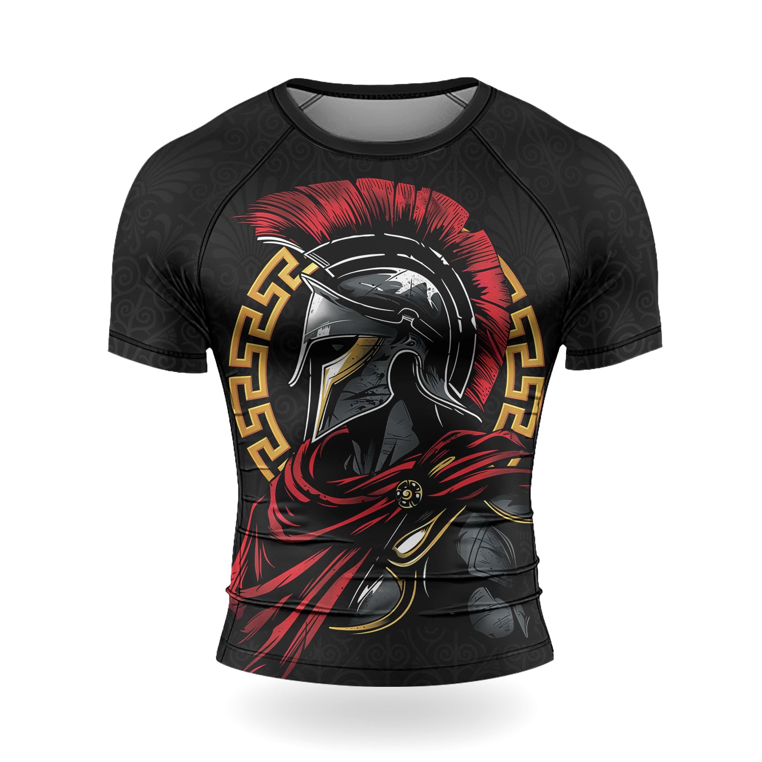 Rashninja Spartan Spear Pattern Men's Short Sleeve Rash Guard