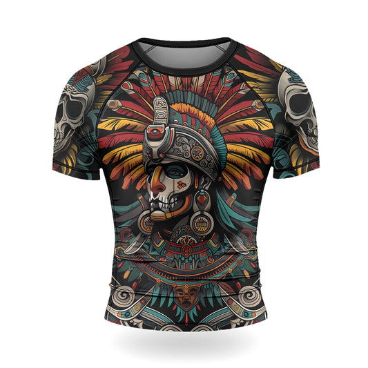 Rashninja Aztec Eagle Crest Men's Short Sleeve Rash Guard

