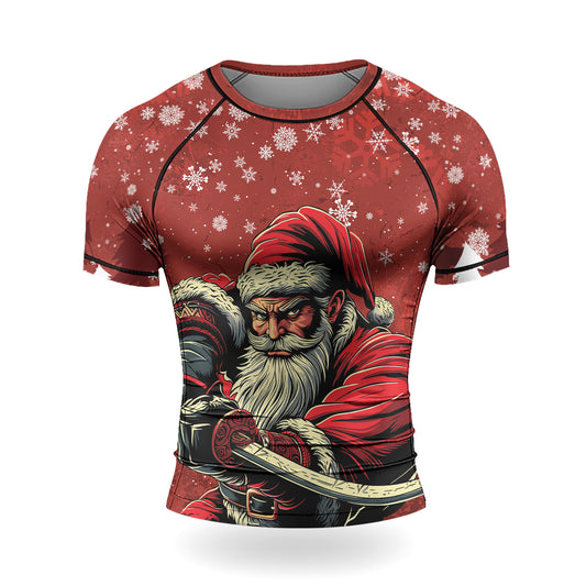 Rashninja Christmas Badass Santa Men's Short Sleeve Rash Guard