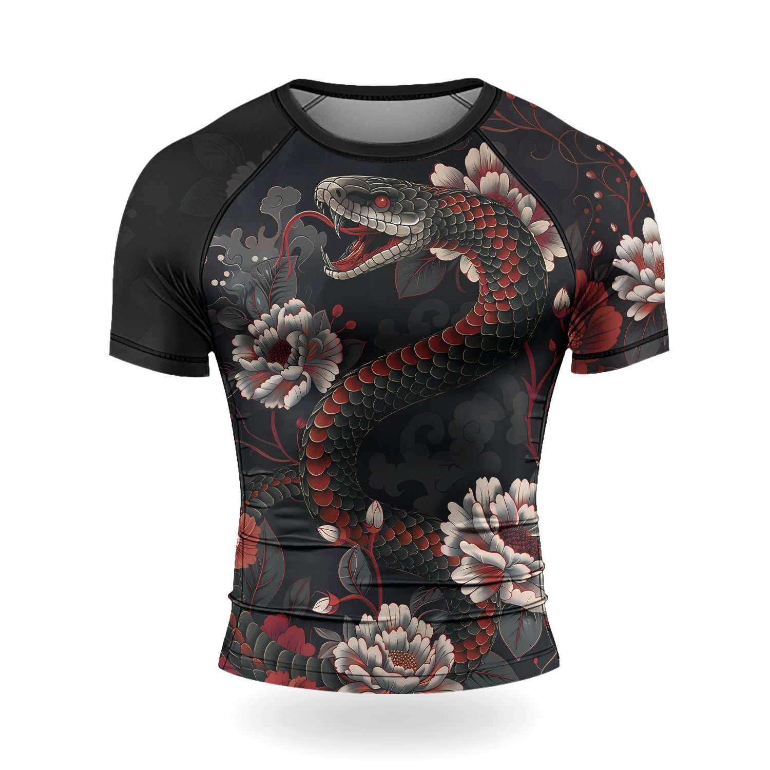 Rashninja Snake Blossom Strike Men's Short Sleeve Rash Guard