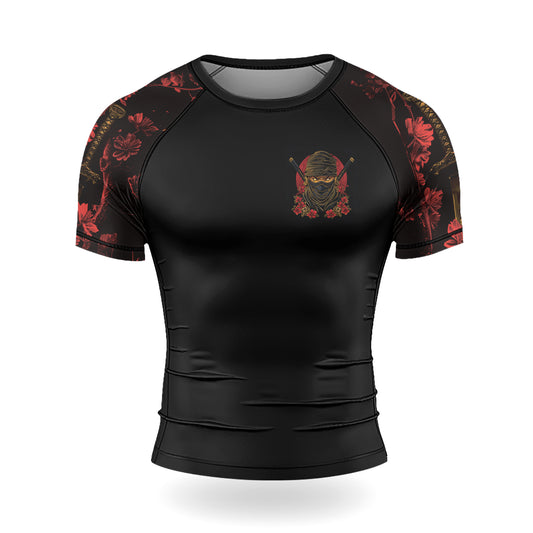 Rashninja Ninja Crimson Blossom Men's Short Sleeve Rash Guard