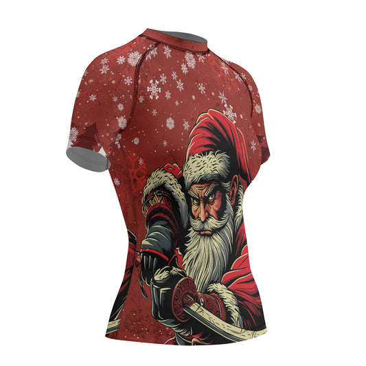 Rashninja Christmas Badass Santa Women's Short Sleeve Rash Guard