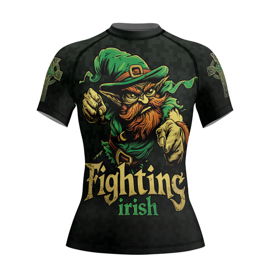 Rashninja Fighting Irish Leprechaun Women's Short Sleeve Rash Guard