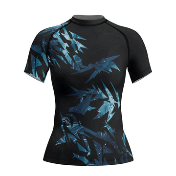Rashninja Cyber Storm Blue Women's Short Sleeve Rash Guard