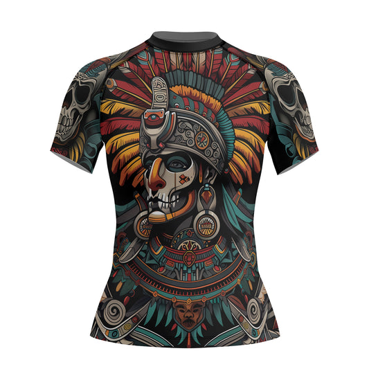 Rashninja Aztec Eagle Crest Women's Short Sleeve Rash Guard


