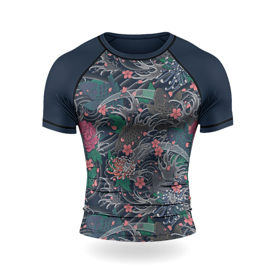 Rashninja Koi Blossom Waves Men's Short Sleeve Rash Guard