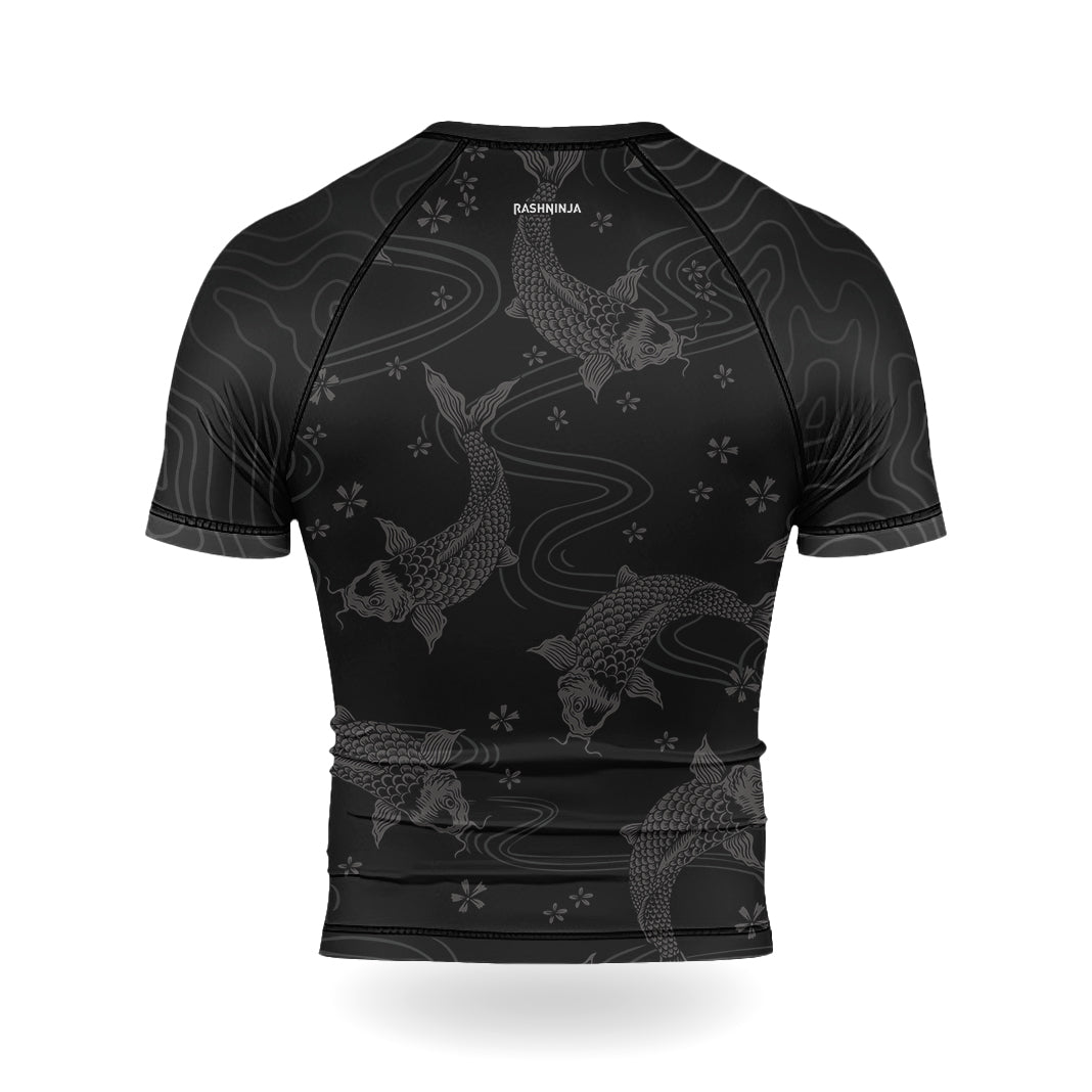 Rashninja Black Koi Waves Men's Short Sleeve Rash Guard