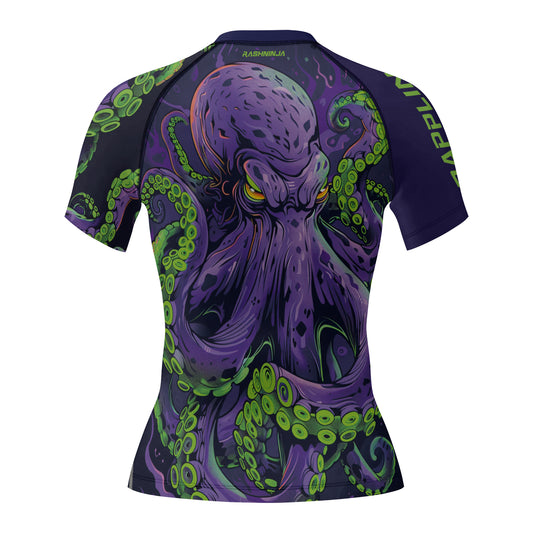 Rashninja Octopus Neon Multi Women's Short Sleeve Rash Guard