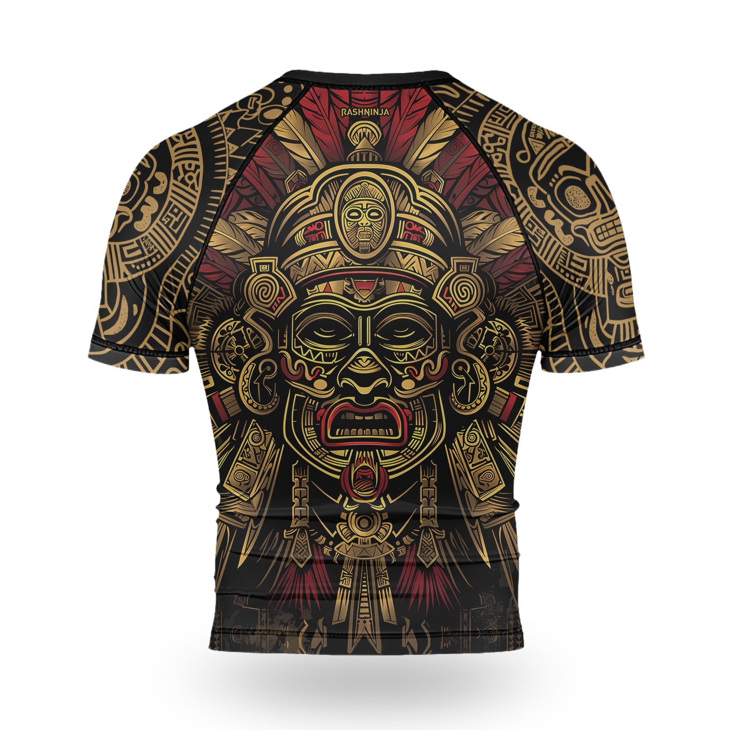 Rashninja Aztec Pyramid Ritual Men's Short Sleeve Rash Guard


