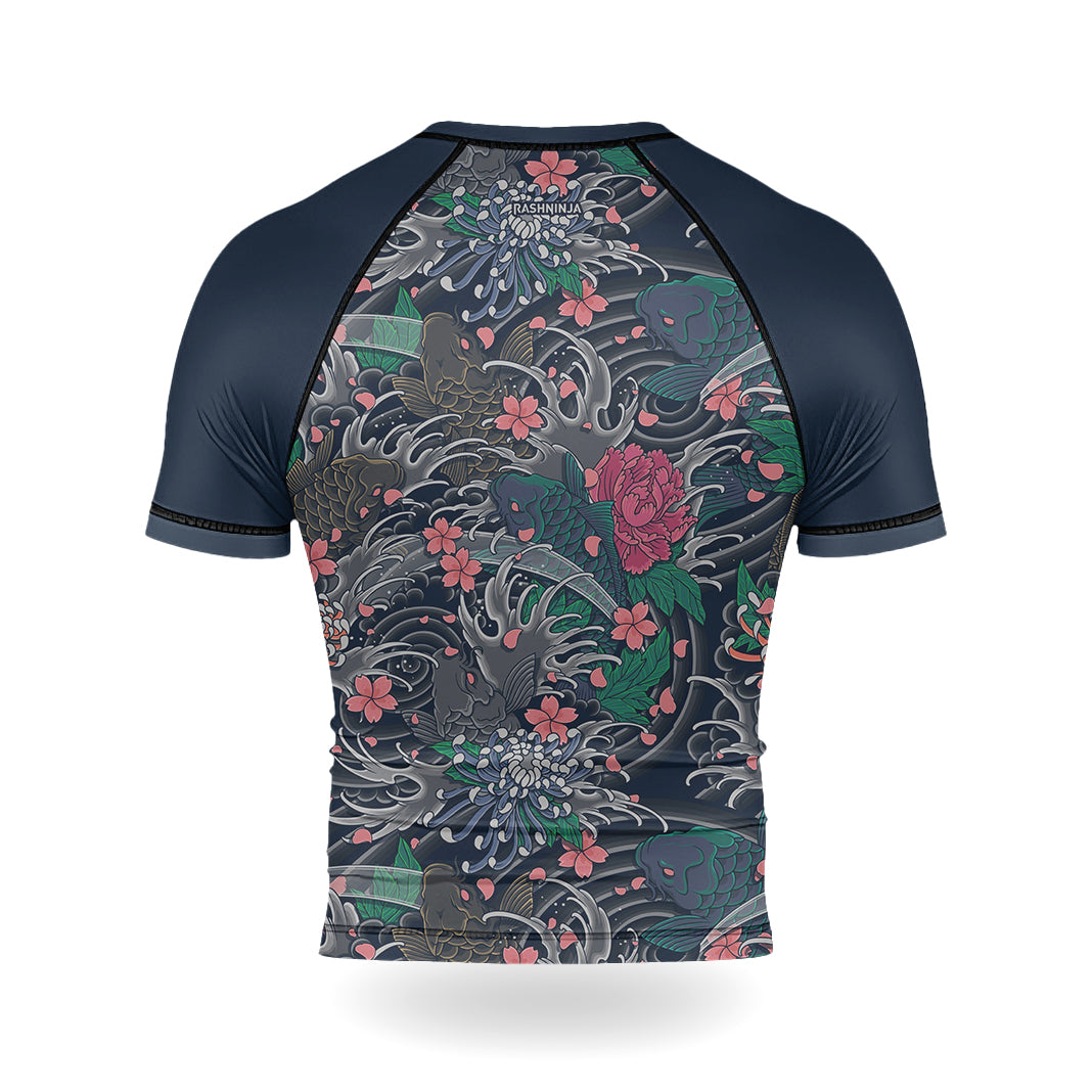 Rashninja Koi Blossom Waves Men's Short Sleeve Rash Guard