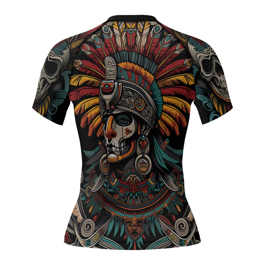 Rashninja Aztec Eagle Crest Women's Short Sleeve Rash Guard

