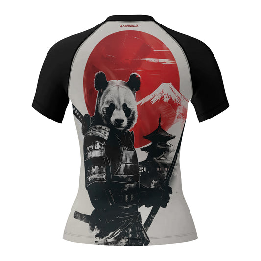 Rashninja Panda Samurai Sunset Women's Short Sleeve Rash Guard