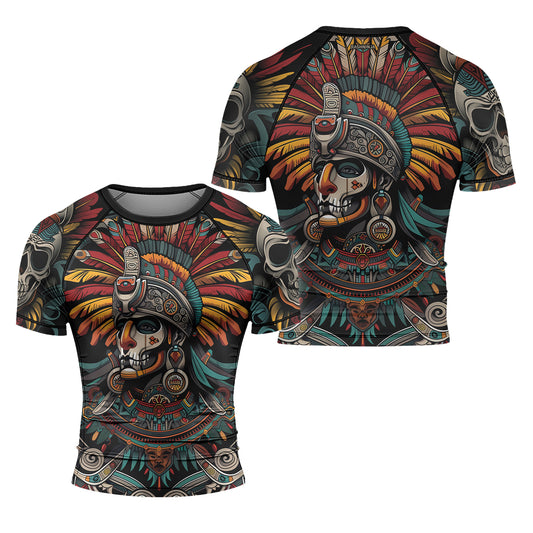 Rashninja Aztec Eagle Crest Men's Short Sleeve Rash Guard

