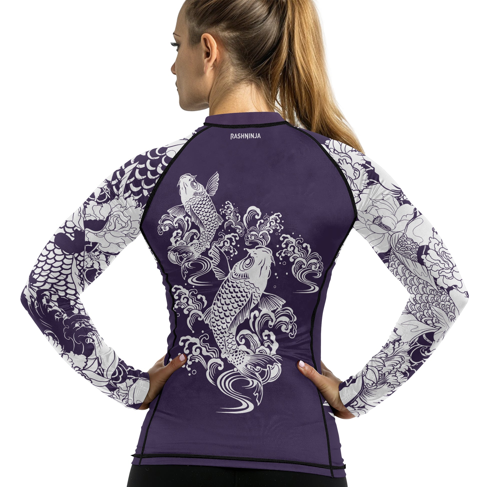 Rashninja Ranked Japanese Koi Fish Women's Long Sleeve Rash Guard