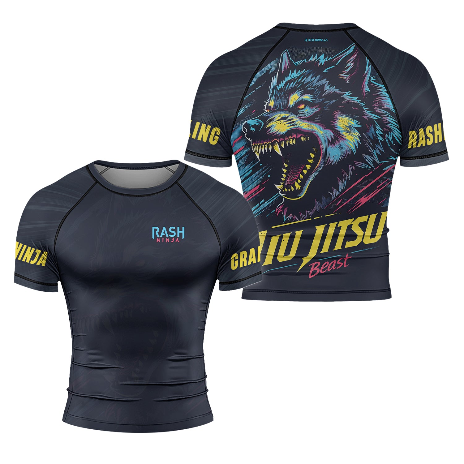 Rashninja Wolf Forest Guardian Men's Short Sleeve Rash Guard

