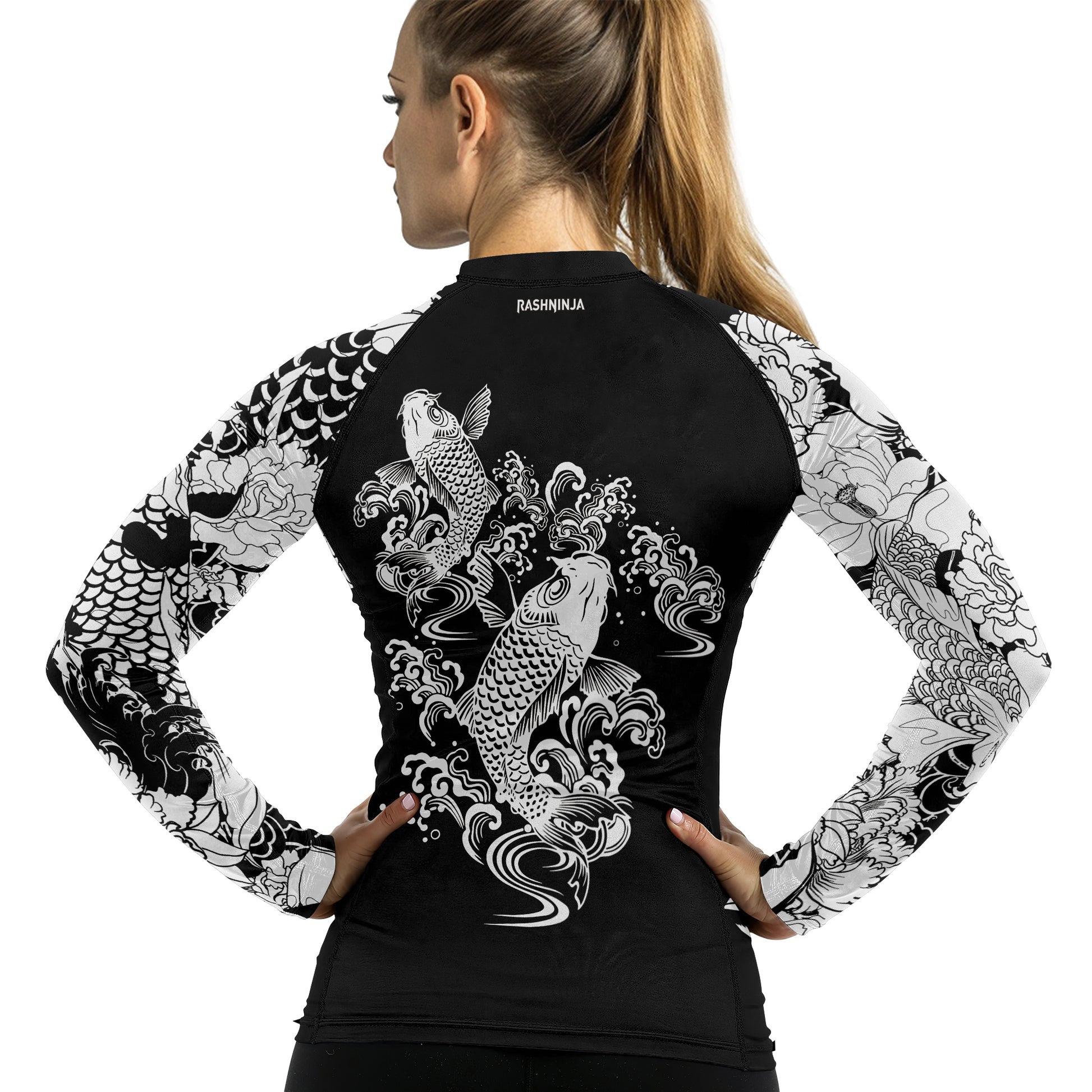 Rashninja Ranked Japanese Koi Fish Women's Long Sleeve Rash Guard