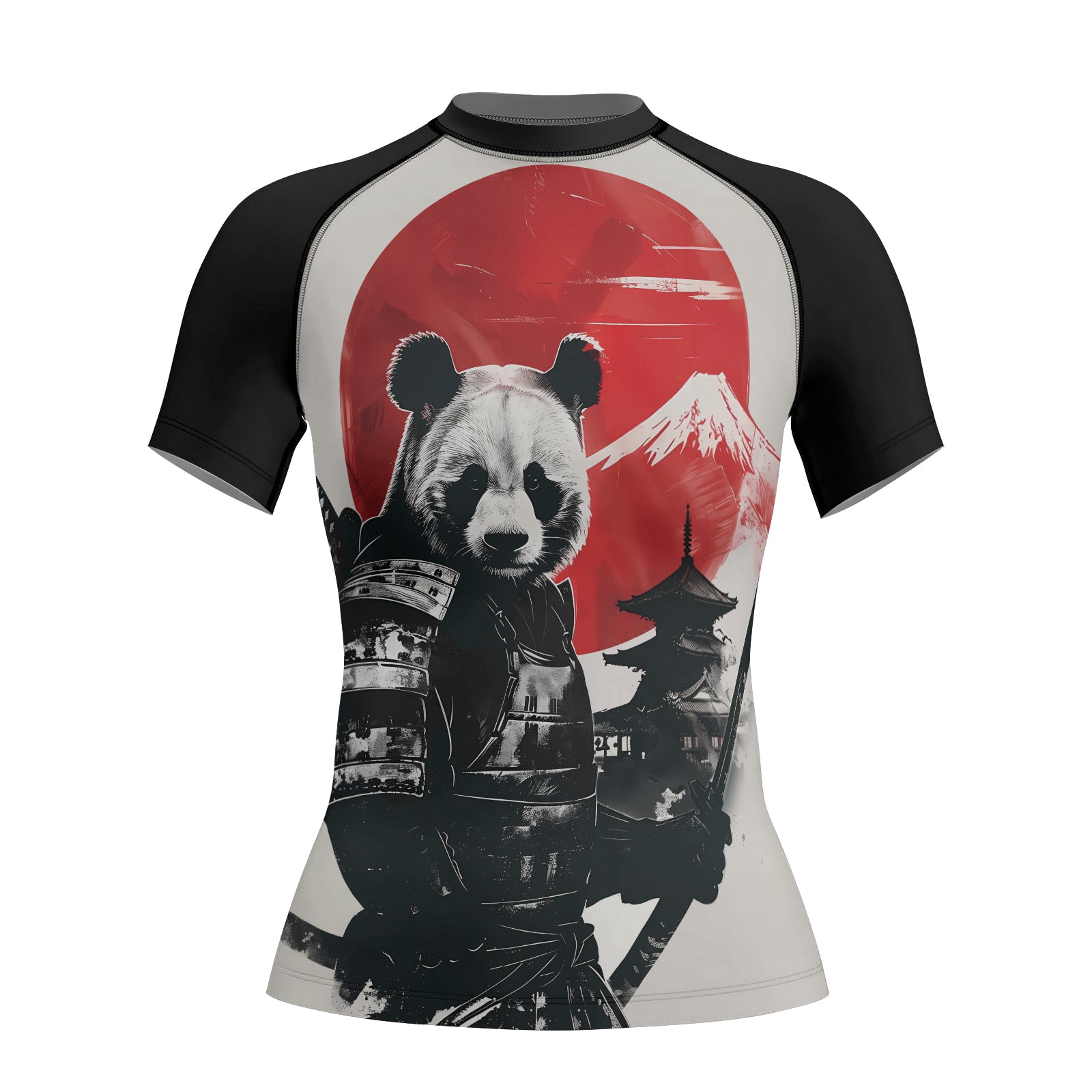 Rashninja Panda Samurai Sunset Women's Short Sleeve Rash Guard