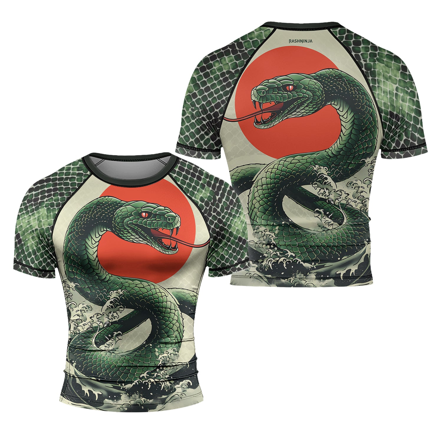 Rashninja Snake Rising Sun Men's Long Sleeve Rash Guard


